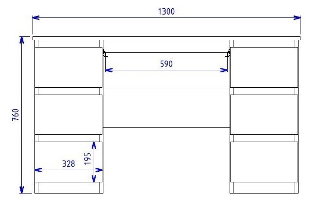 Biurko komputerowe Kuba nowoczesne z 6 szufladami 130 cm glina/szary