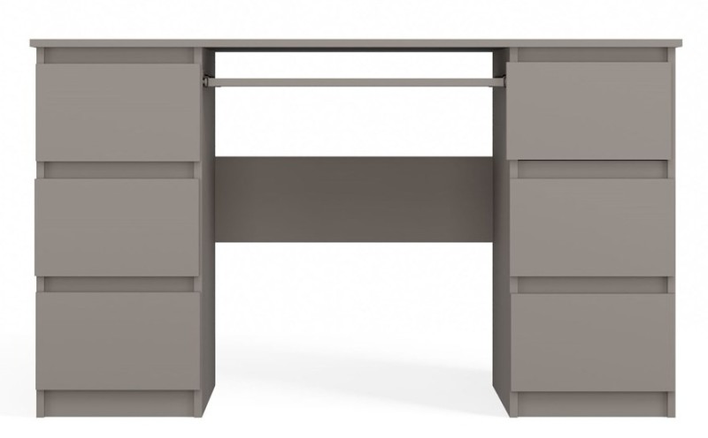 Biurko komputerowe Kuba nowoczesne z 6 szufladami 130 cm glina/szary