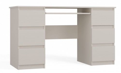 Biurko komputerowe Kuba nowoczesne z 6 szufladami 130 cm kaszmir