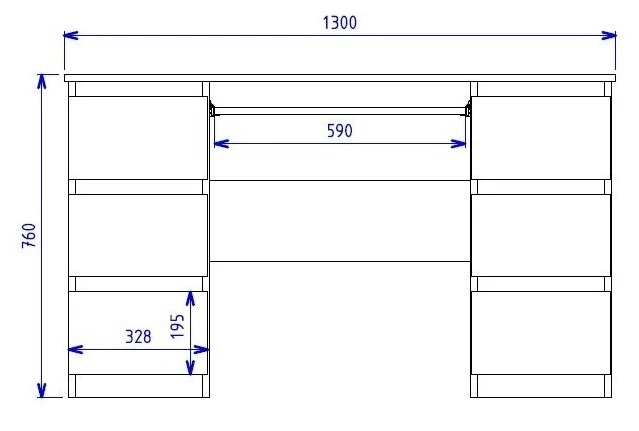 Biurko komputerowe Kuba nowoczesne z 6 szufladami 130 cm kaszmir