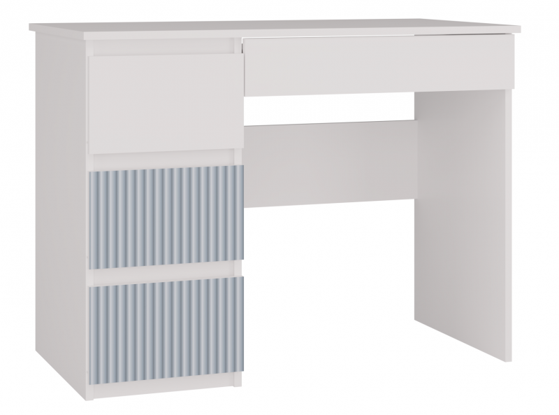 Biurko młodzieżowe Mijas Arteso Lewe kompaktowe z szufladami 98 cm biały/niebieski