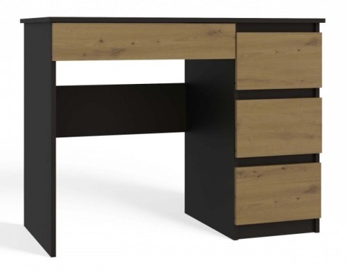 Biurko młodzieżowe Mijas Prawe kompaktowe z szufladami 98 cm antracyt/dąb artisan