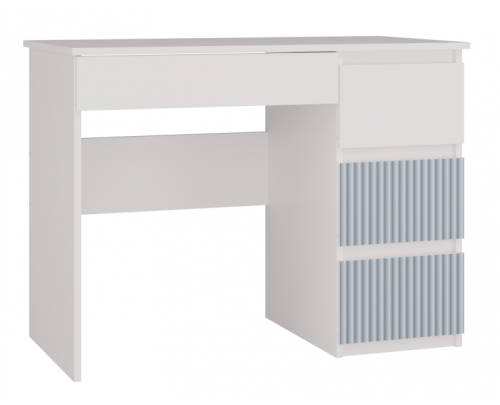 Biurko młodzieżowe Mijas Arteso Prawe kompaktowe z szufladami 98 cm biały/niebieski