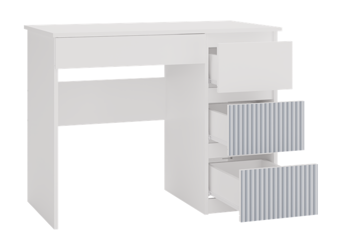 Biurko młodzieżowe Mijas Arteso Prawe kompaktowe z szufladami 98 cm biały/niebieski