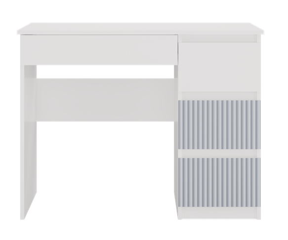 Biurko młodzieżowe Mijas Arteso Prawe kompaktowe z szufladami 98 cm biały/niebieski