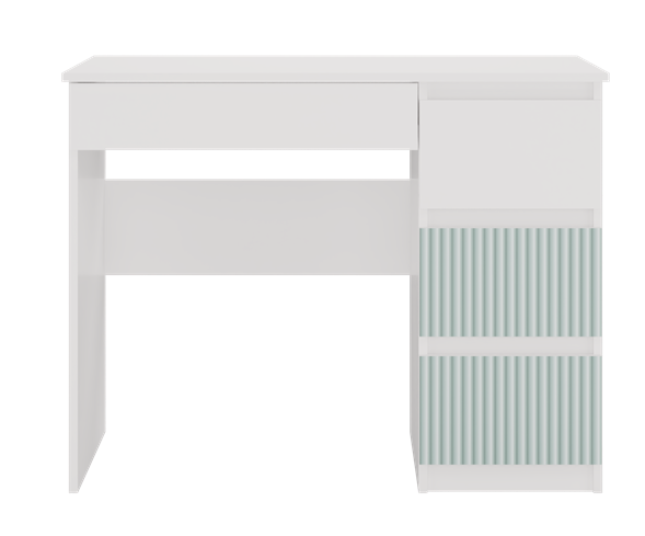 Biurko młodzieżowe Mijas Arteso Prawe kompaktowe z szufladami 98 cm biały/miętowy