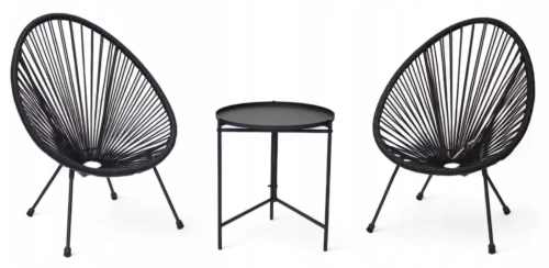 Zestaw mebli ogrodowych dla dzieci z technorattanu Mini Kids Czarny