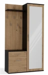 Garderoba Duo z lustrem i szufladą do przedpokoju 100 cm antracyt/dąb artisan