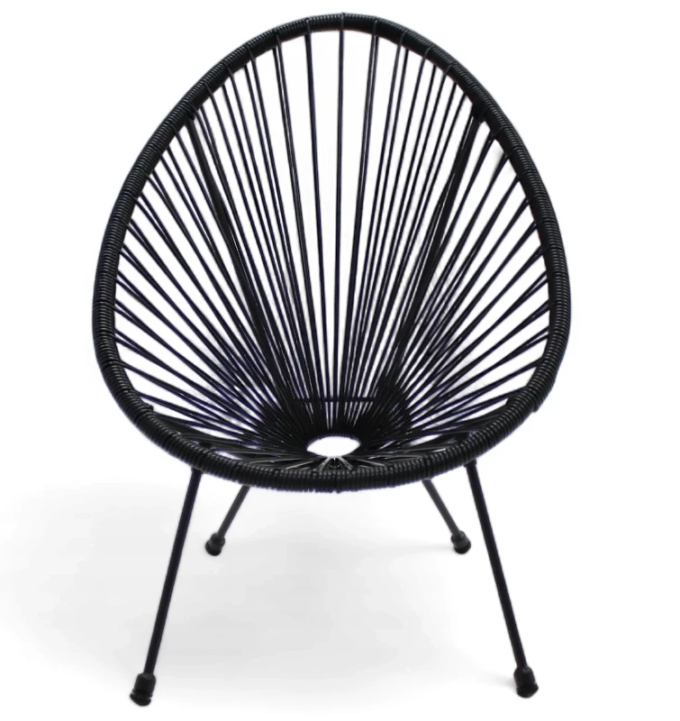 Krzesło ogrodowe dla dzieci z technorattanu Mini Kids Czarny