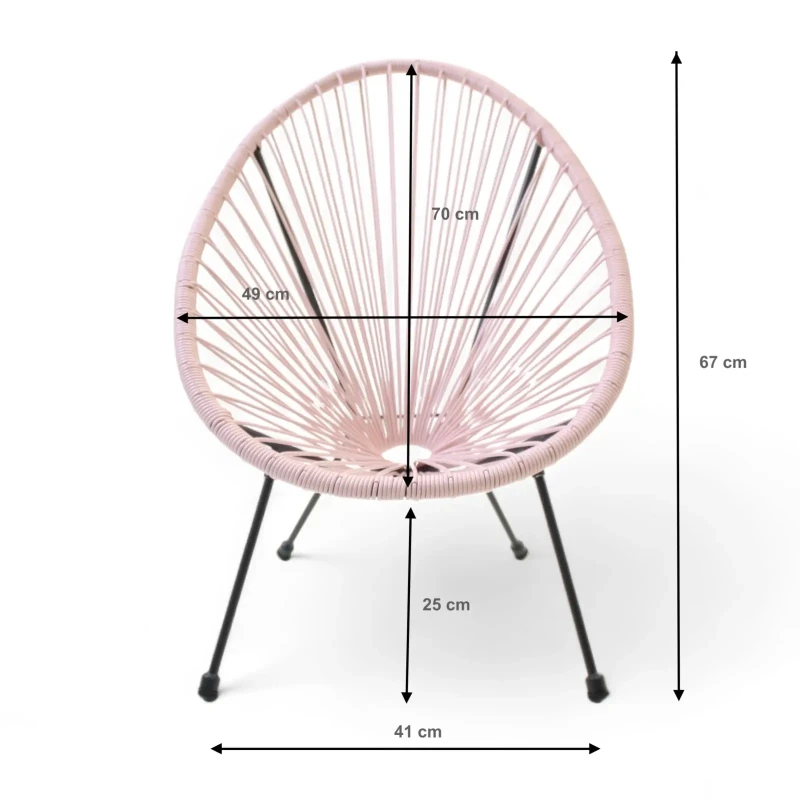 Krzesło ogrodowe dla dzieci z technorattanu Mini Kids Czarny - wymiary