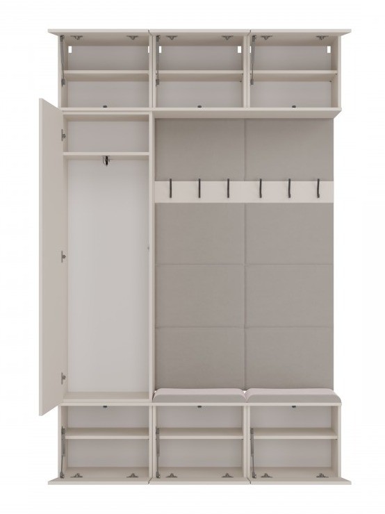 Garderoba Haga III szafa i 2 wieszaki do przedpokoju 150 cm kaszmir