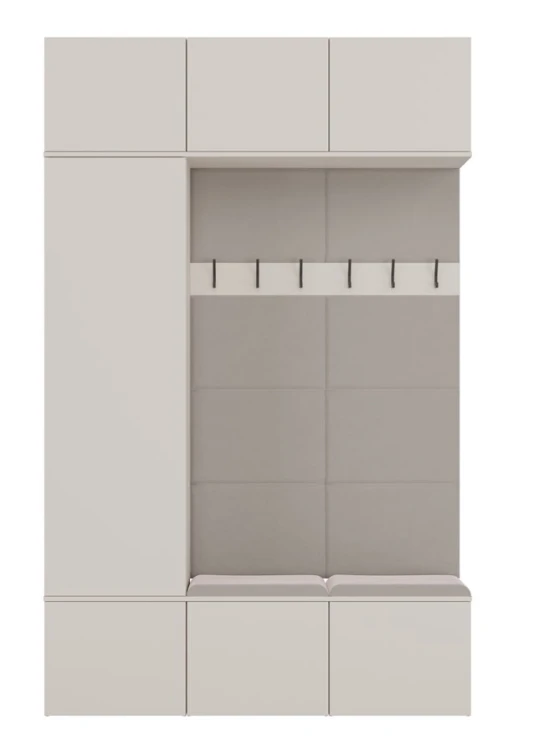 Garderoba Haga III szafa i 2 wieszaki do przedpokoju 150 cm kaszmir