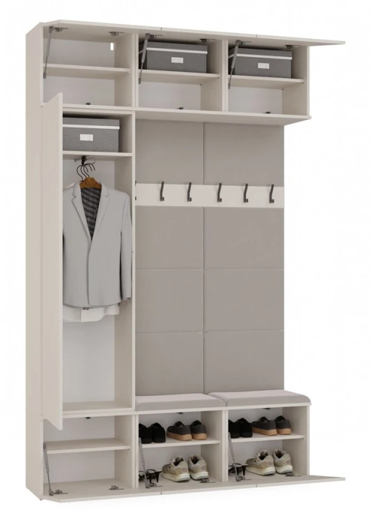 Garderoba Haga III szafa i 2 wieszaki do przedpokoju 150 cm kaszmir