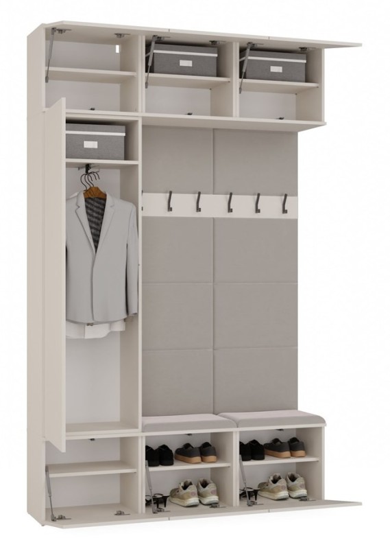 Garderoba Haga III szafa i 2 wieszaki do przedpokoju 150 cm kaszmir