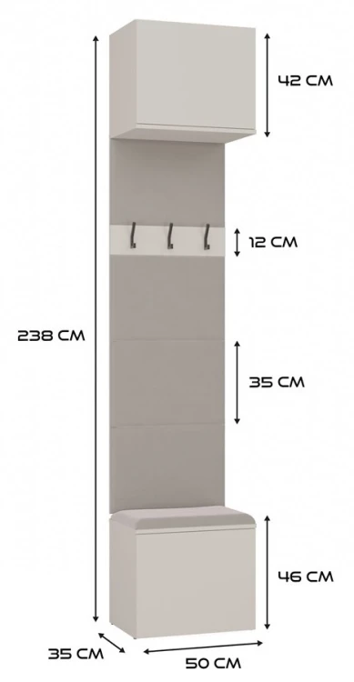 Garderoba Haga III szafa i 2 wieszaki do przedpokoju 150 cm kaszmir