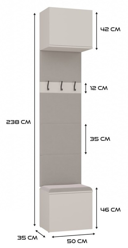 Garderoba Haga III szafa i 2 wieszaki do przedpokoju 150 cm kaszmir