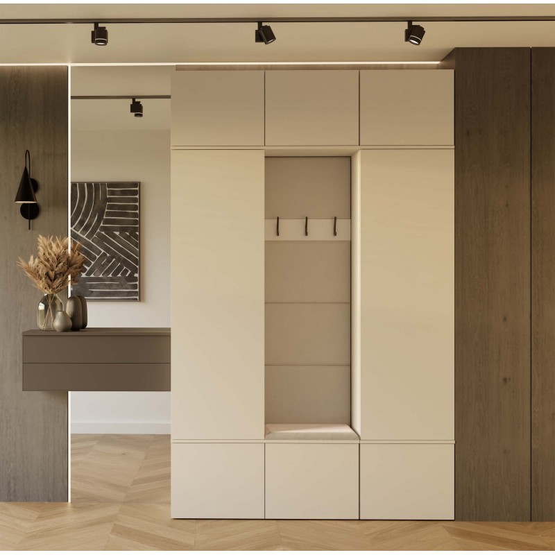 Garderoba Haga III 2 szafy i wieszak do przedpokoju 150 cm kaszmir