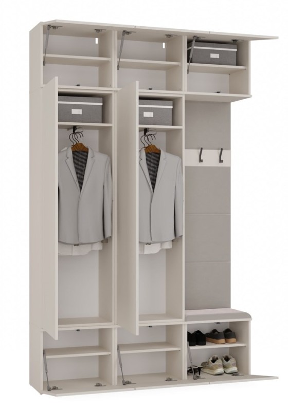 Garderoba Haga III 2 szafy i wieszak do przedpokoju 150 cm kaszmir