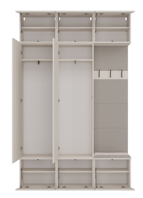 Garderoba Haga III 2 szafy i wieszak do przedpokoju 150 cm kaszmir