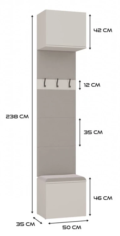 Garderoba Haga III 2 szafy i wieszak do przedpokoju 150 cm kaszmir