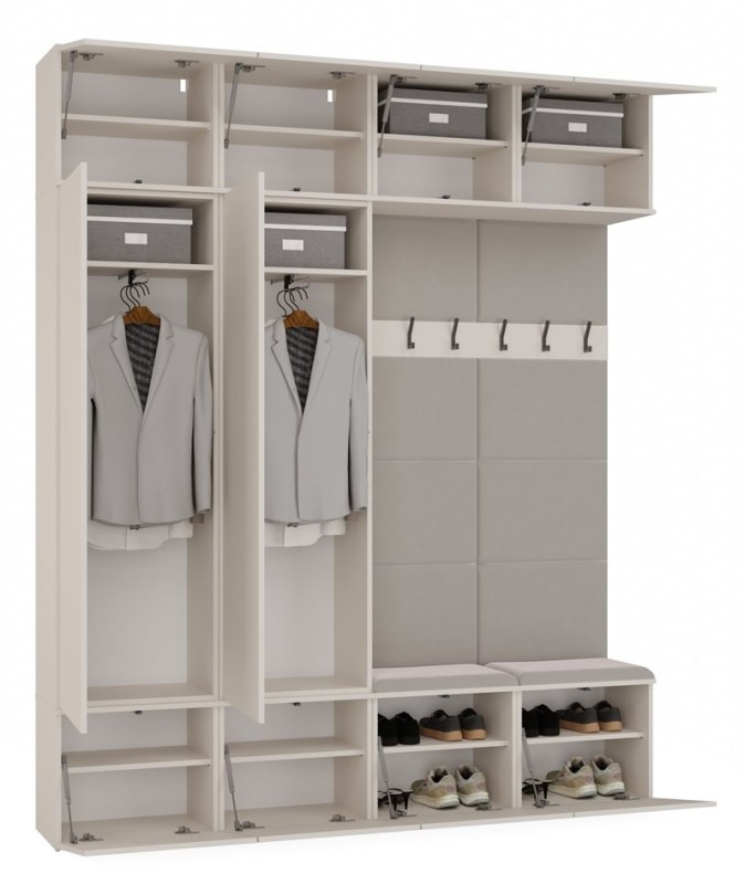 Garderoba Haga IV 2 szafy i 2 wieszaki do przedpokoju 200 cm kaszmir