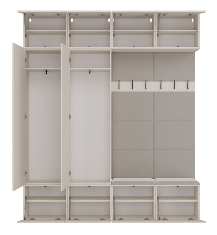 Garderoba Haga IV 2 szafy i 2 wieszaki do przedpokoju 200 cm kaszmir