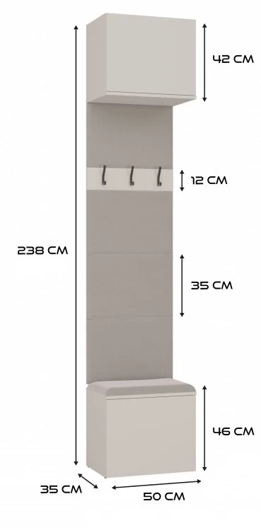 Garderoba Haga IV 2 szafy i 2 wieszaki do przedpokoju 200 cm kaszmir
