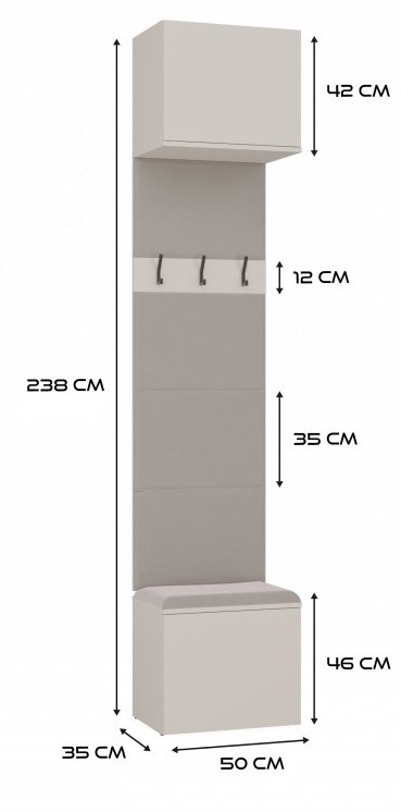 Garderoba Haga IV 2 szafy i 2 wieszaki do przedpokoju 200 cm kaszmir
