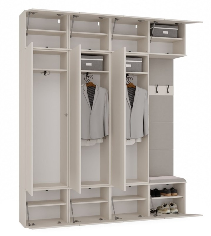 Garderoba Haga IV 3 szafy i wieszak do przedpokoju 200 cm kaszmir