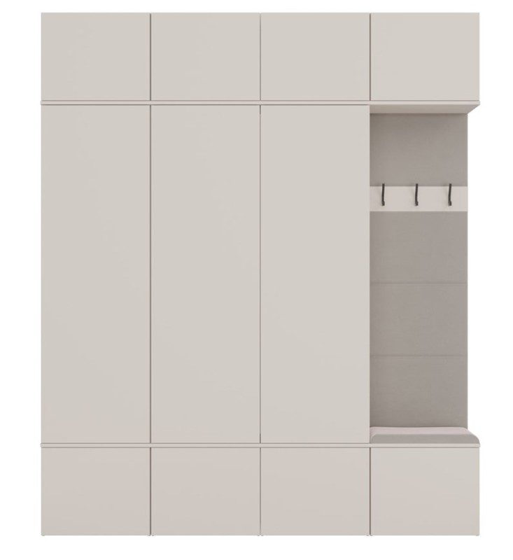 Garderoba Haga IV 3 szafy i wieszak do przedpokoju 200 cm kaszmir