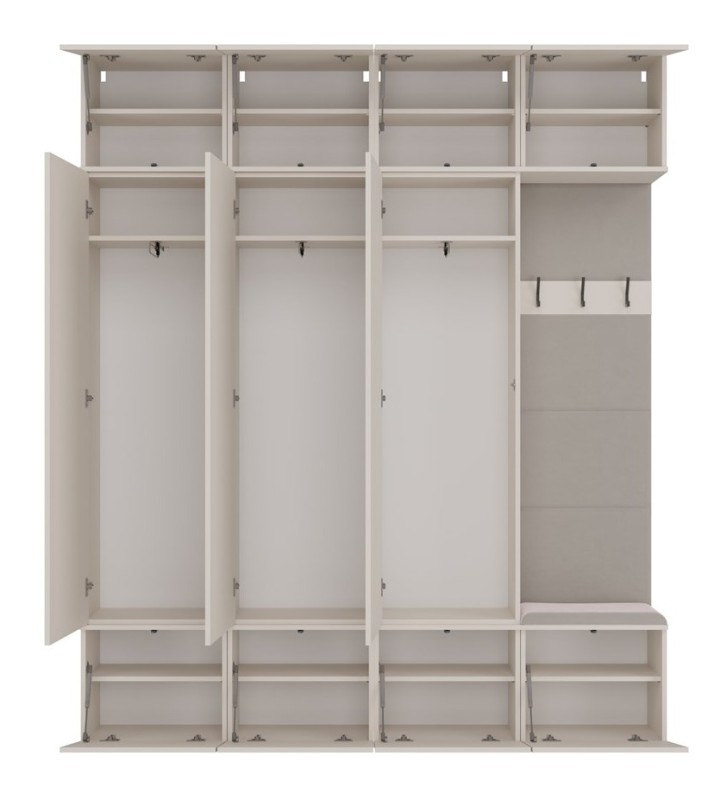 Garderoba Haga IV 3 szafy i wieszak do przedpokoju 200 cm kaszmir