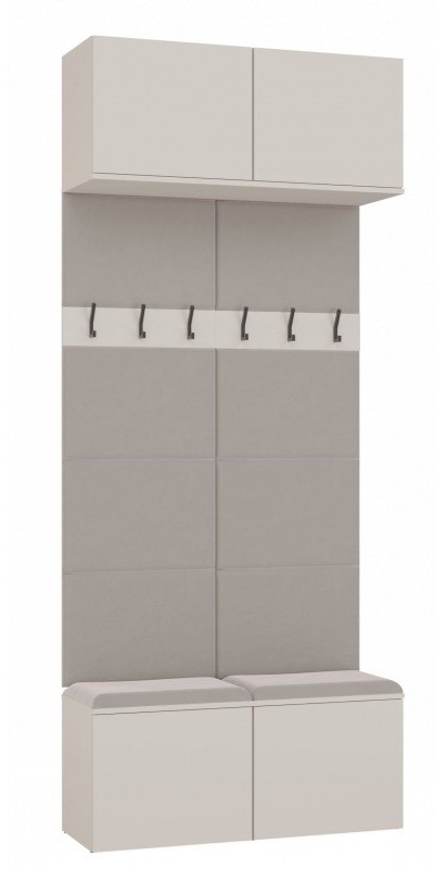 Garderoba Haga II podwójny wieszak z szafką i siedziskiem 100 cm kaszmir