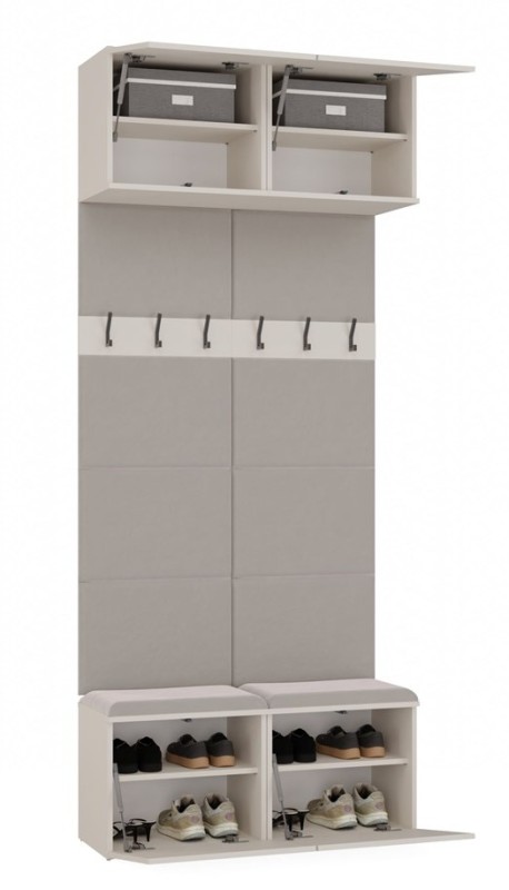 Garderoba Haga II podwójny wieszak z szafką i siedziskiem 100 cm kaszmir