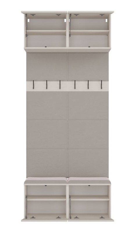 Garderoba Haga II podwójny wieszak z szafką i siedziskiem 100 cm kaszmir