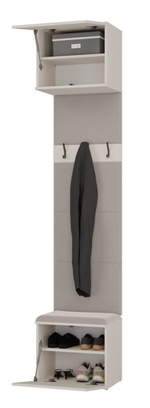 Garderoba Haga II podwójny wieszak z szafką i siedziskiem 100 cm kaszmir