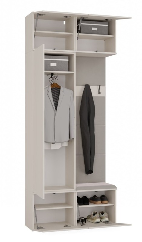 Garderoba Haga II szafa z wieszakiem i siedziskiem do przedpokoju 100 cm kaszmir