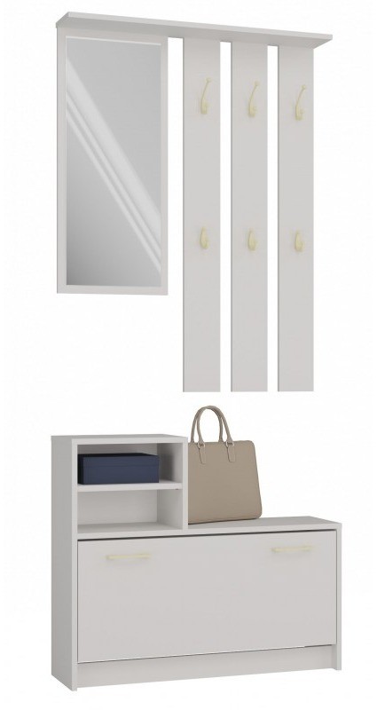 Garderoba Vera do przedpokoju wieszak lustro i szafka 85 cm kaszmir