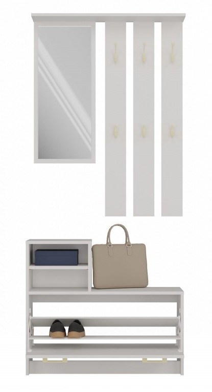 Garderoba Vera do przedpokoju wieszak lustro i szafka 85 cm kaszmir