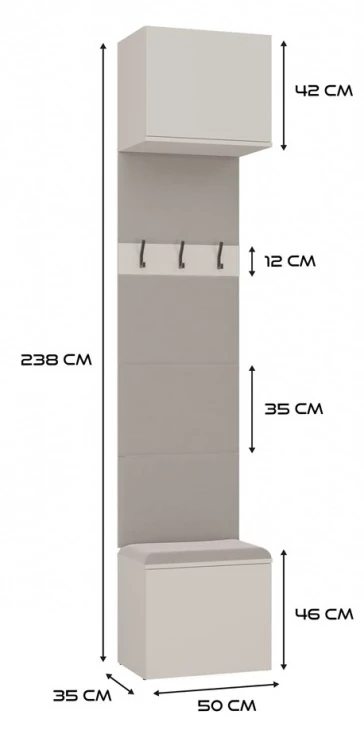 Garderoba Haga wieszak ścienny z szafkami do przedpokoju 50 cm kaszmir