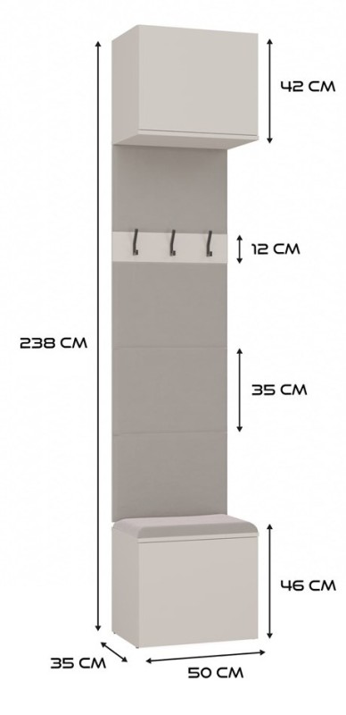 Garderoba Haga wieszak ścienny z szafkami do przedpokoju 50 cm kaszmir