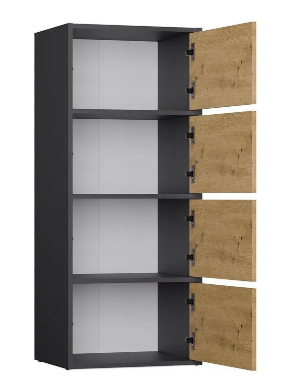 Komoda Alma nowoczesna bezuchwytowa do salonu 50 cm antracyt/dąb artisan