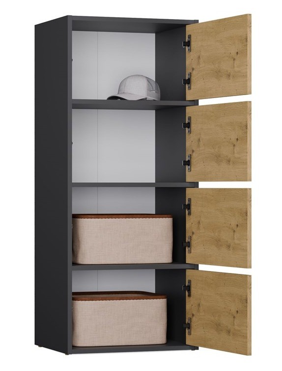 Komoda Alma nowoczesna bezuchwytowa do salonu 50 cm antracyt/dąb artisan