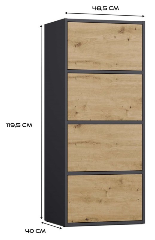 Komoda Alma nowoczesna bezuchwytowa do salonu 50 cm antracyt/dąb artisan