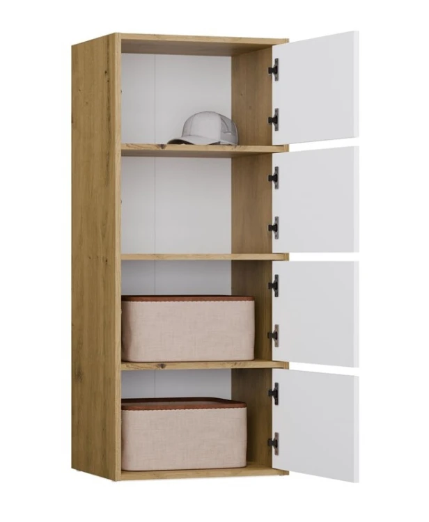 Komoda Alma nowoczesna bezuchwytowa do salonu 50 cm dąb artisan/biały