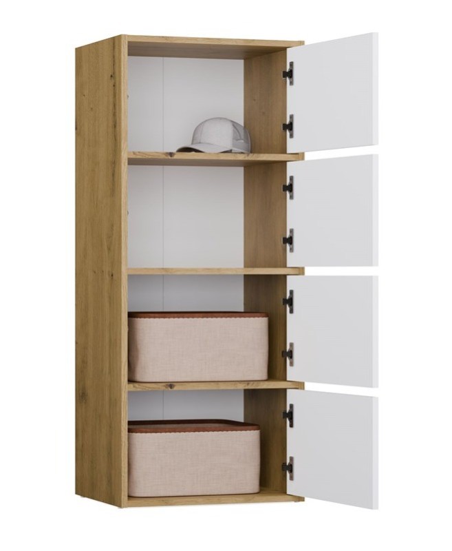 Komoda Alma nowoczesna bezuchwytowa do salonu 50 cm dąb artisan/biały