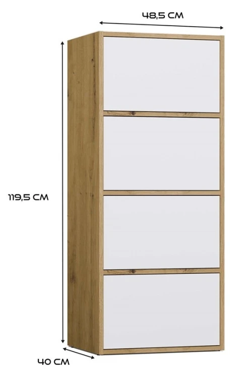 Komoda Alma nowoczesna bezuchwytowa do salonu 50 cm dąb artisan/biały