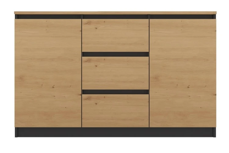 Komoda Costa 6 szuflad 3 drzwi do salonu 200 cm antracyt/dąb artisan