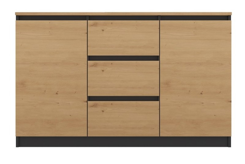 Komoda Costa 6 szuflad 3 drzwi do salonu 200 cm antracyt/dąb artisan