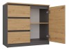Komoda Costa 6 szuflad 3 drzwi do salonu 200 cm antracyt/dąb artisan
