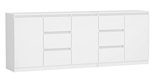 Komoda Costa 6 szuflad 3 drzwi do salonu 200 cm biały